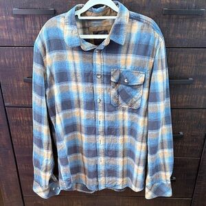 Casual Blue and Tan Plaid Men's Shirt